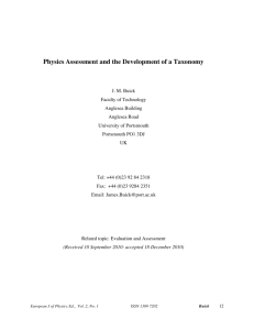 Physics Assessment and the Development of a Taxonomy