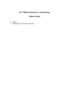 ANT 2000 Introduction to Anthropology Online Section