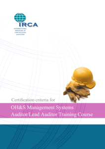 OH&S Management Systems Auditor/Lead Auditor Training