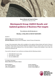 Montepaschi Group 1Q2015 Results and Updated guidance of Business