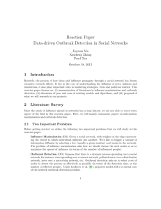 Reaction Paper Data-driven Outbreak Detection in Social Networks
