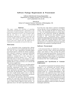 Software Package Requirements & Procurement