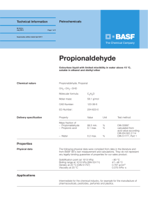 Propionaldehyde - Alcohols & Solvents BASF