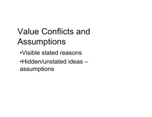 Value Conflicts and Assumptions