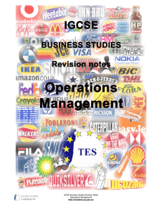 IGCSE Business Studies Revision Notes Operations - Business-TES