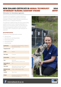 NEW ZEALAND CERTIFICATE IN ANIMAL TECHNOLOGY