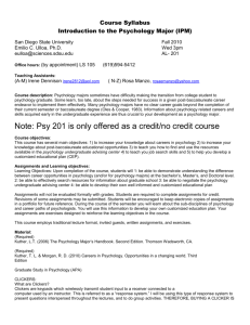 Note: Psy 201 is only offered as a credit/no credit course
