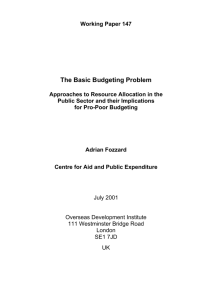 The Basic Budgeting Problem - Overseas Development Institute