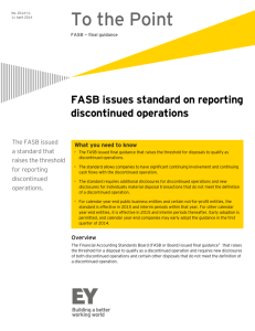 FASB issues standard on reporting discontinued operations