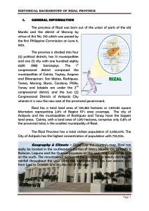 HISTORICAL BACKGROUND OF RIZAL PROVINCE