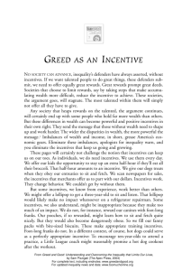 greed as an incentive