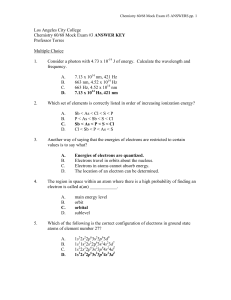 Los Angeles City College Chemistry 60/68 Mock Exam #3 ANSWER