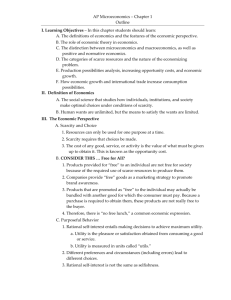 AP Microeconomics – Chapter 1 Outline I. Learning Objectives – In