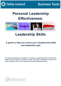 Personal Leadership Effectiveness: Leadership Skills