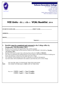 VCE Units 1 & 2, 3 & 4 / VCAL Booklist, 2014