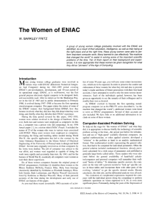 The Women of ENIAC - IEEE Annals of the History of Computing