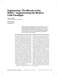 Engineering “The Miracle of the ENIAC