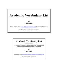 Academic Vocabulary List