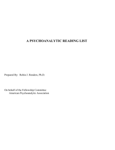 a psychoanalytic reading list - American Psychoanalytic Association
