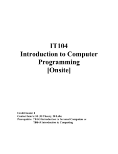 IT104 Introduction to Computer Programming