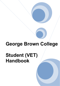 George Brown College Student (VET) Handbook
