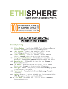 Ethisphere Magazines 100 Most Influential in Business Ethics