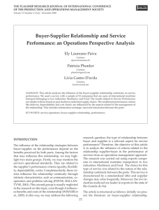 Buyer-Supplier relationship and Service Performance: an