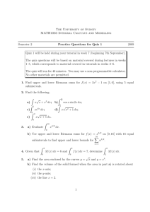 The University of Sydney MATH1003 Integral Calculus