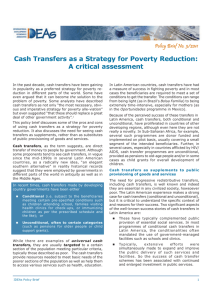 Cash Transfers as a Strategy for Poverty Reduction
