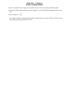 Math 2413 – Calculus I Section 2.8 Related Rates