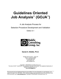 Guidelines Oriented Job Analysis (GOJA )