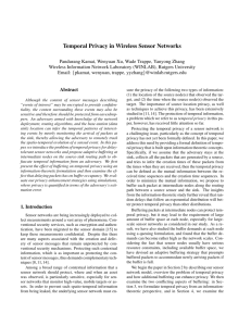 Temporal Privacy in Wireless Sensor Networks