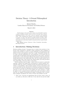 Decision Theory: A Formal Philosophical Introduction