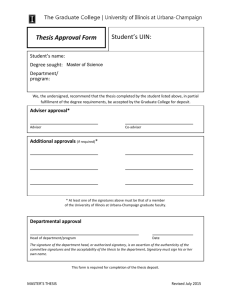 Thesis Approval Form Student's UIN: - Graduate College
