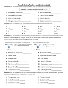 Formula Writing Practice – Level 2 (Intermediate) 1. Phosphorus