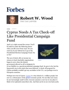Cyprus Needs A Tax Check-off Like Presidential Campaign Fund