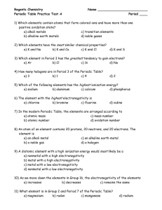 practice test for Basic Periodic table and Trends_w key
