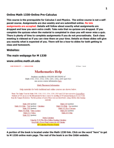 1 Online Math 1330-Online Pre-Calculus