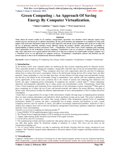 Green Computing - International Journal of Application or Innovation