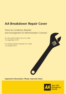 AA Breakdown Repair Cover policy document