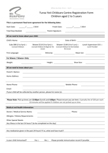 Turoa Yeti Childcare Centre Registration Form