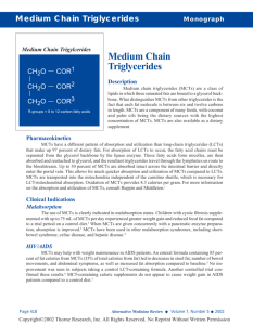 Medium Chain Triglycerides Monograph