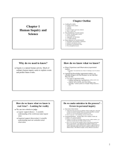 Chapter 1 Human Inquiry and Science