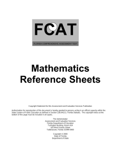 Mathematics Reference Sheets