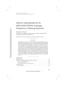 Trust and Distrust in Organizations: Emerging Perspectives