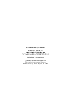 CERIAS Tech Report 2003-25 PARONOMASIC PUNS: TARGET