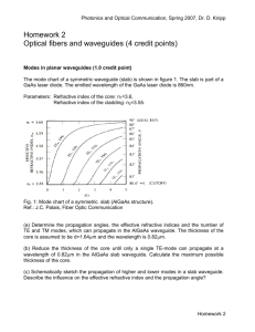 Homework 2 Optical fibers and waveguides (4 credit points)