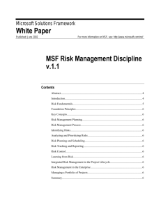 MSF Risk Management Discipline