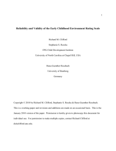 Reliability and Validity of the Early Childhood Environment