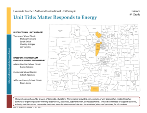 Matter Responds to Energy - Colorado Department of Education